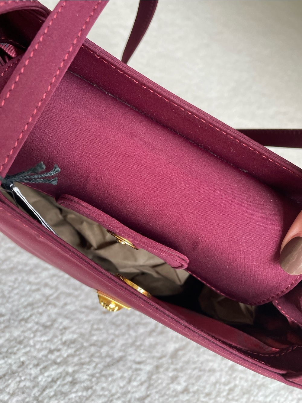 Versace Nylon Shoulder Bag - Berry w/ Gold Accent - Picture 2 of 10